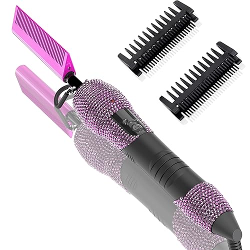 DAN Technology Purple Hot Comb for Wigs - 7 Adjustable Temperatures, Auto-Off, Ceramic