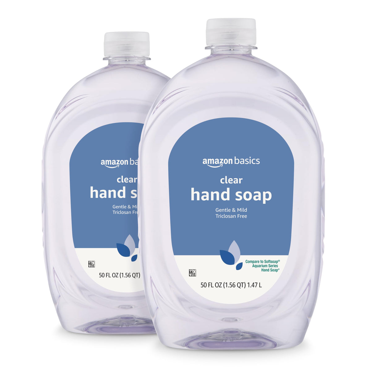 Amazon Basics Gentle & Mild Liquid Hand Soap Refill, Triclosan-Free, 50 Fl Oz, Pack of 2