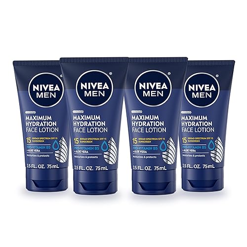 Nivea Men Maximum Hydration Face Lotion With Spf 15, 4 Pack Of 2.5 Fl Oz Tubes