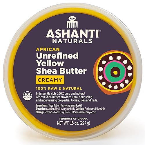 Ashanti Naturals Yellow Raw Shea Butter 15 Oz | Unrefined Moisturizer For Easy Application