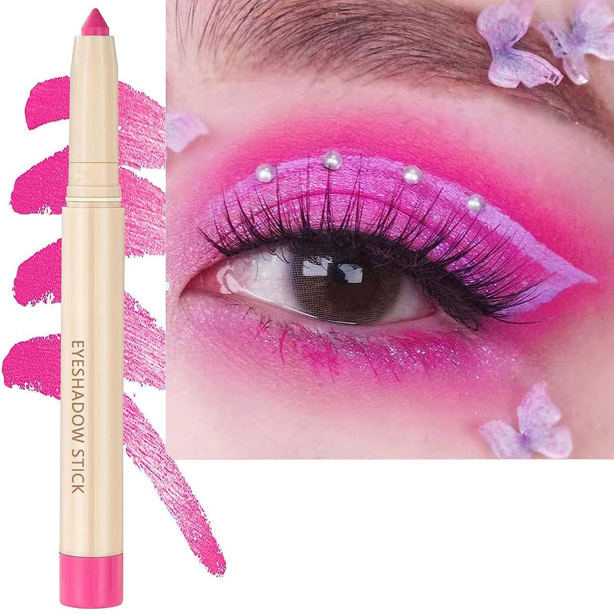 Metfdlaig Pink Matte Eyeshadow Stick, Waterproof Cream Pencil, High Pigment, Hypoallergenic