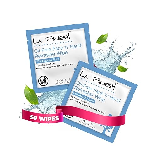 La Fresh Oil-Free Face & Hand Wipes, Natural Japanese Yuzu Scent, 50 Individually Wrapped Wipes