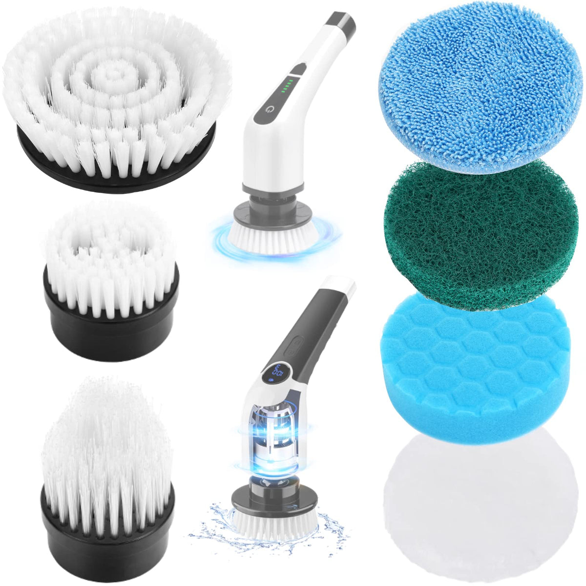 Dsenfurn 7-In-1 Electric Spin Scrubber Brush Heads Set For Bathroom, Kitchen, And Tile Cleaning