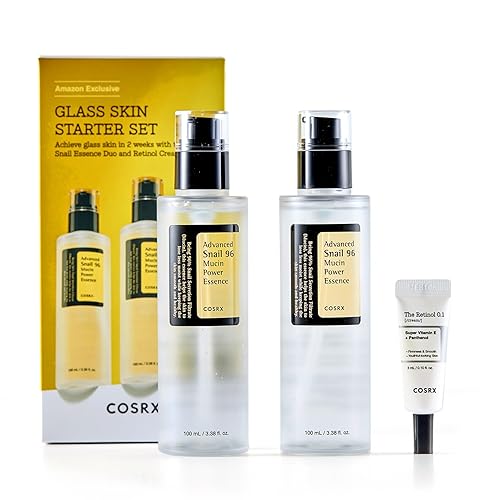 Cosrx Glass Skin Starter Set - Snail Mucin Essence & Retinol Cream Mini Sample, Korean Skincare Kit