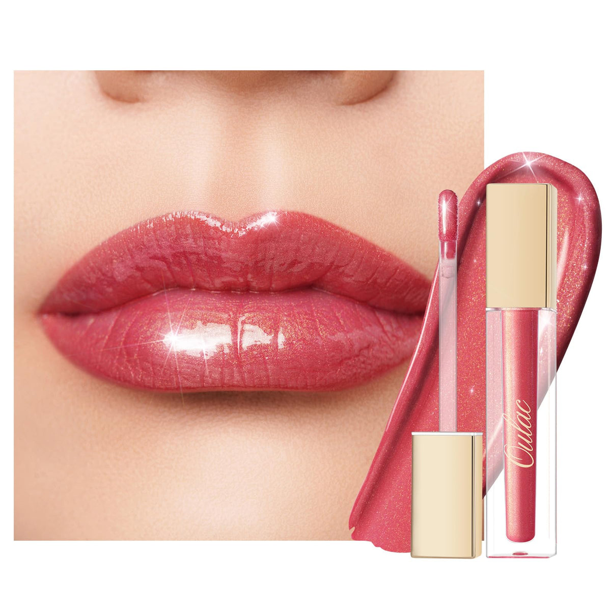 Oulac Shimmer Liquid Lipstick, High-Shine Glitter Lip Gloss, Vegan, Non-Sticky, (C15) Viva La