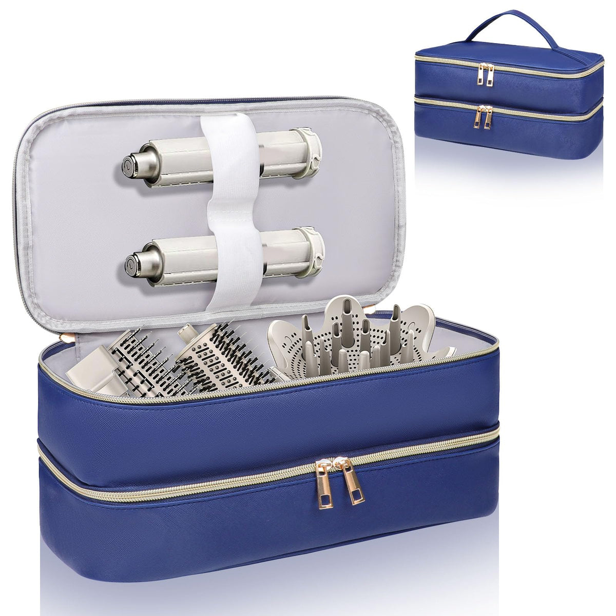 Sambois Blue Travel Case For Shark Flexstyle Hair Dryer Attachments - Waterproof Faux Leather