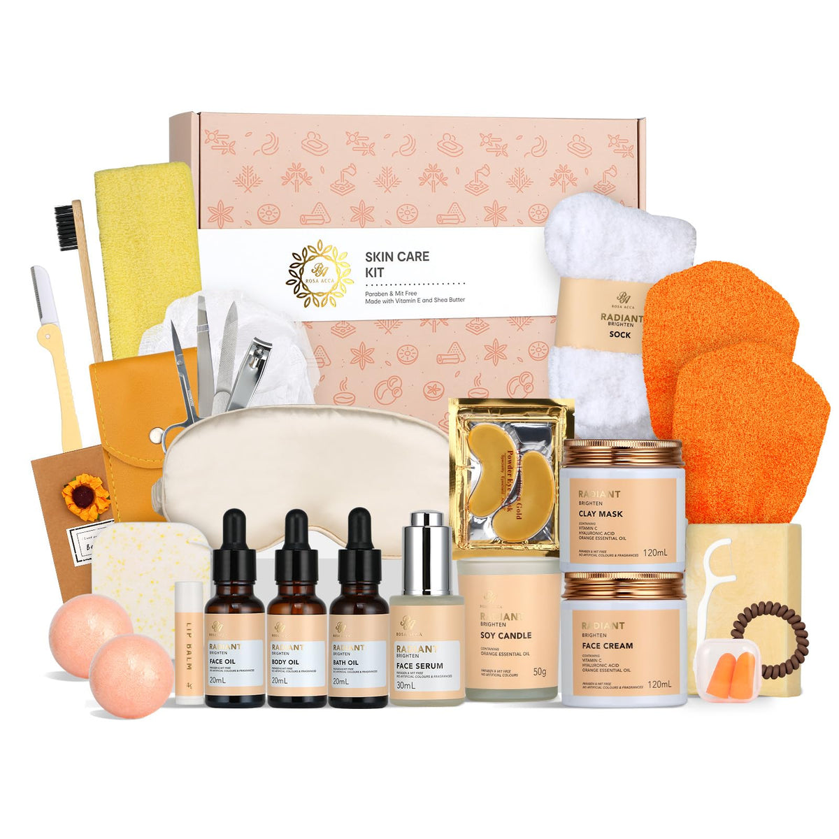 Ra Rosa Acca 28Pcs Vitamin C Skin Care Set - Spa Gift Baskets For Women, Perfect For Valentine'S Day