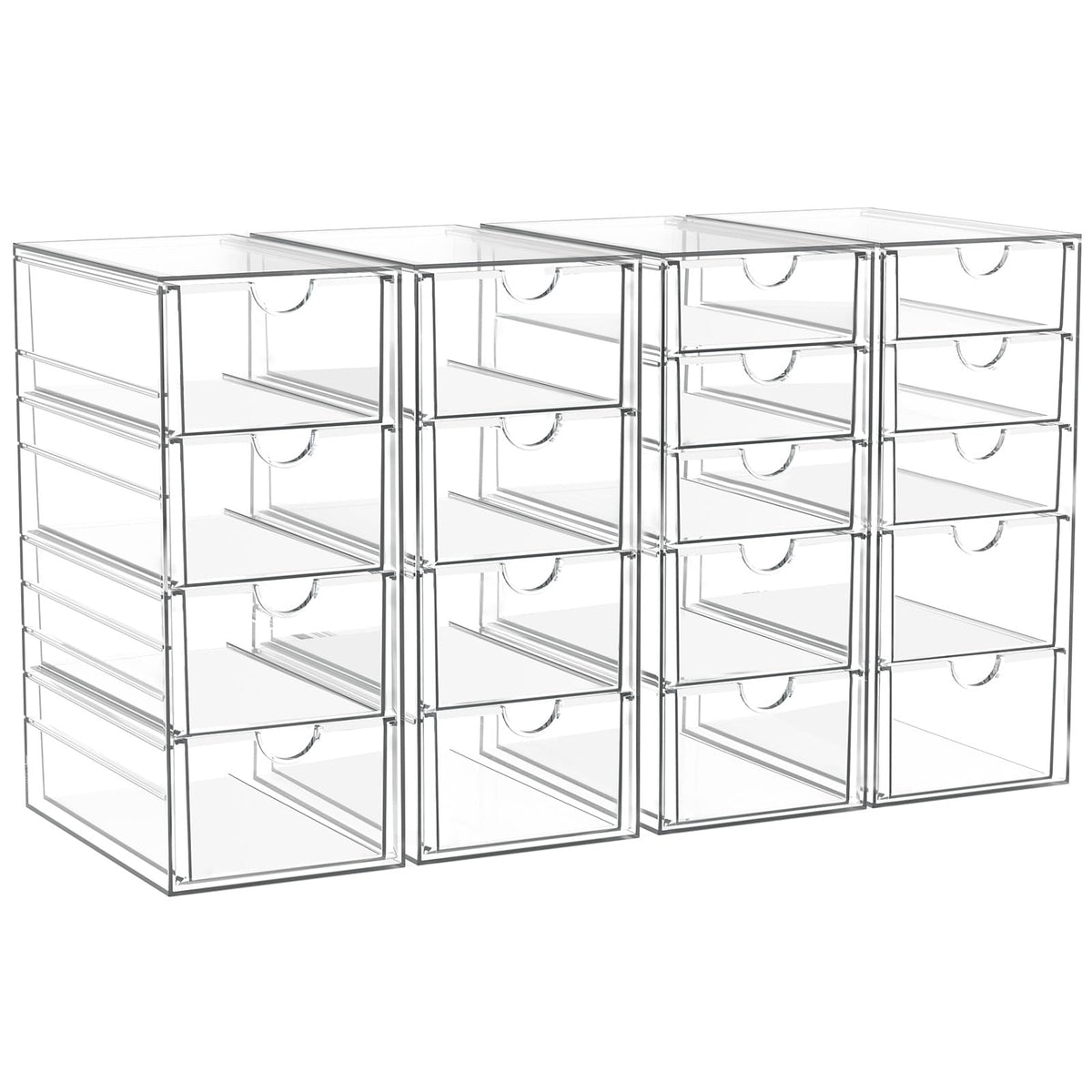 Yfxcvsl 4 Pack Acrylic Makeup Organizer With 18 Clear Drawers For Bathroom & Vanity Storage