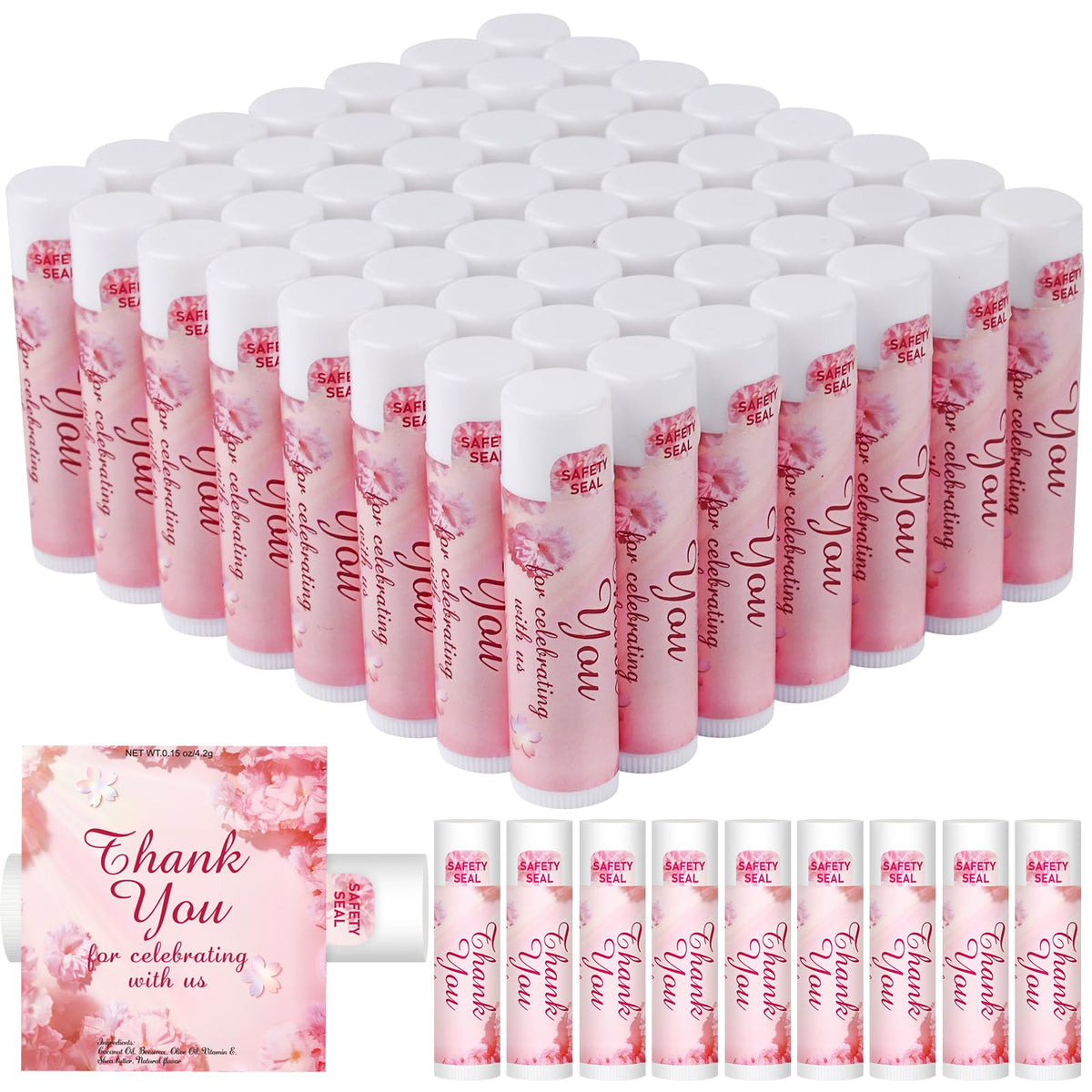 Dmsky 60 Pcs Pink Lip Balm Wedding Favors, Bridal Shower & Bachelorette Gifts For Guests