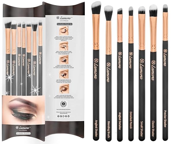 Lamora 7Pcs Eye Makeup Brushes Set - Soft Synthetic Eyeshadow Blending Kit For Flawless Makeup