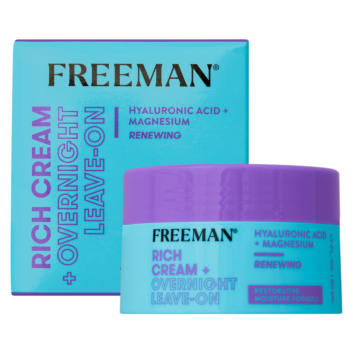 Freeman Rich Cream Overnight Face Mask - Hydrating with Magnesium & Hyaluronic Acid, 1.7 fl. oz.