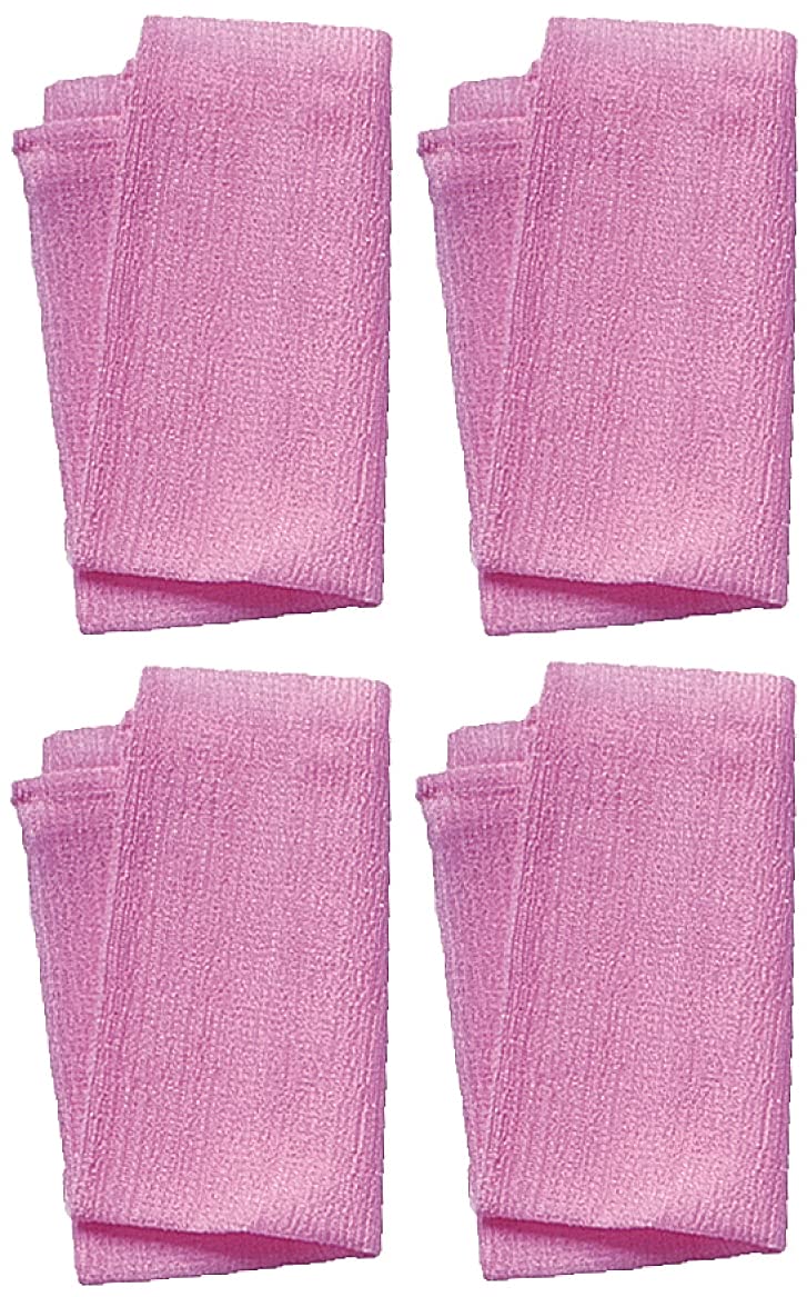 Aquasentials Pink Exfoliating Bath Cloths - 4 Count, Soft Material For Healthy Skin