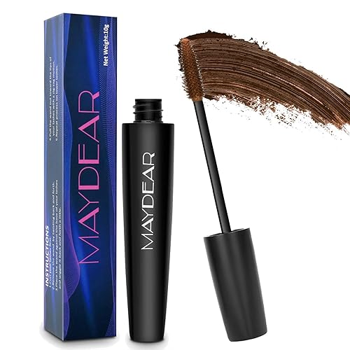 Maydear Brown Waterproof Mascara for Women - Long Lasting, Smudgeproof Eye Makeup, 0.35 oz