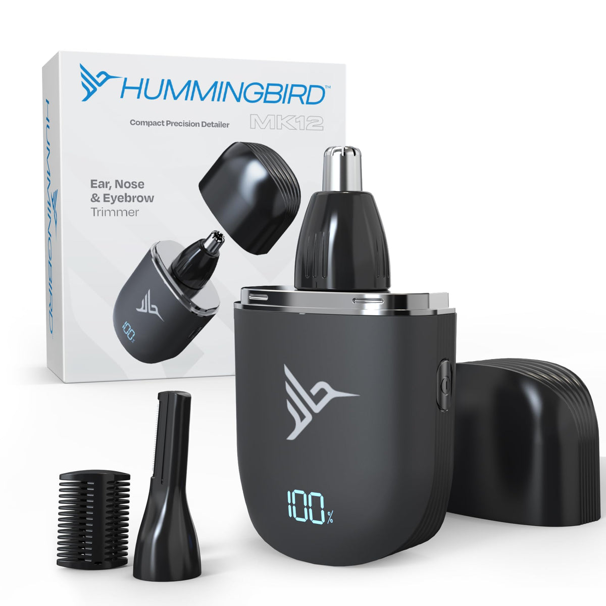 Hummingbird Mk12 Waterproof Ear & Nose Hair Trimmer - Usb C Rechargeable, Led Display, Compact