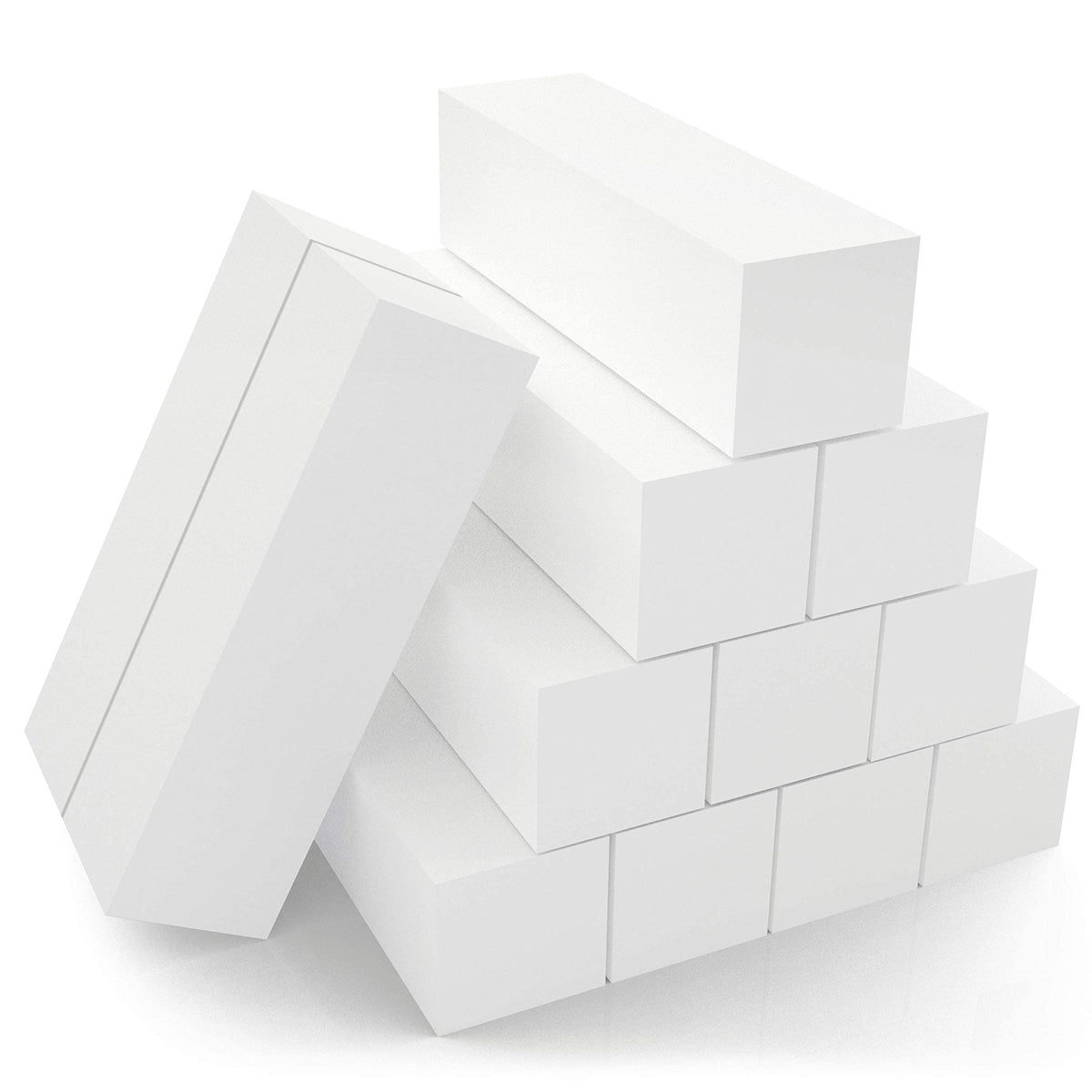 Morary 12-Pack Nail Buffer Blocks, 4-Sided Medium Grit For Natural & Acrylic Nails, White