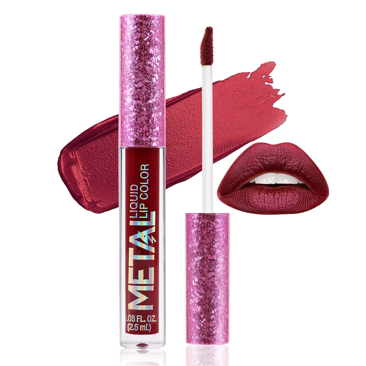 Boobeen Metallic Liquid Lipstick - Matte, High Pigment, Long Lasting, C-02, 0.35 Oz