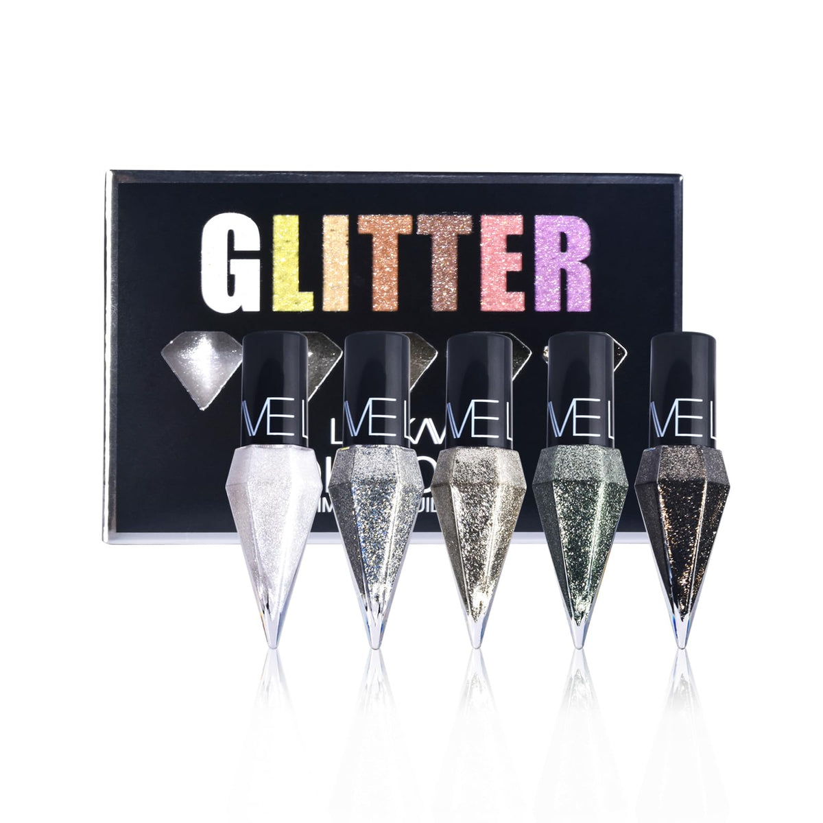 Lamuseland 5 Colors Glitter Liquid Eyeliner Set - Waterproof Metallic Shimmer Makeup Kit