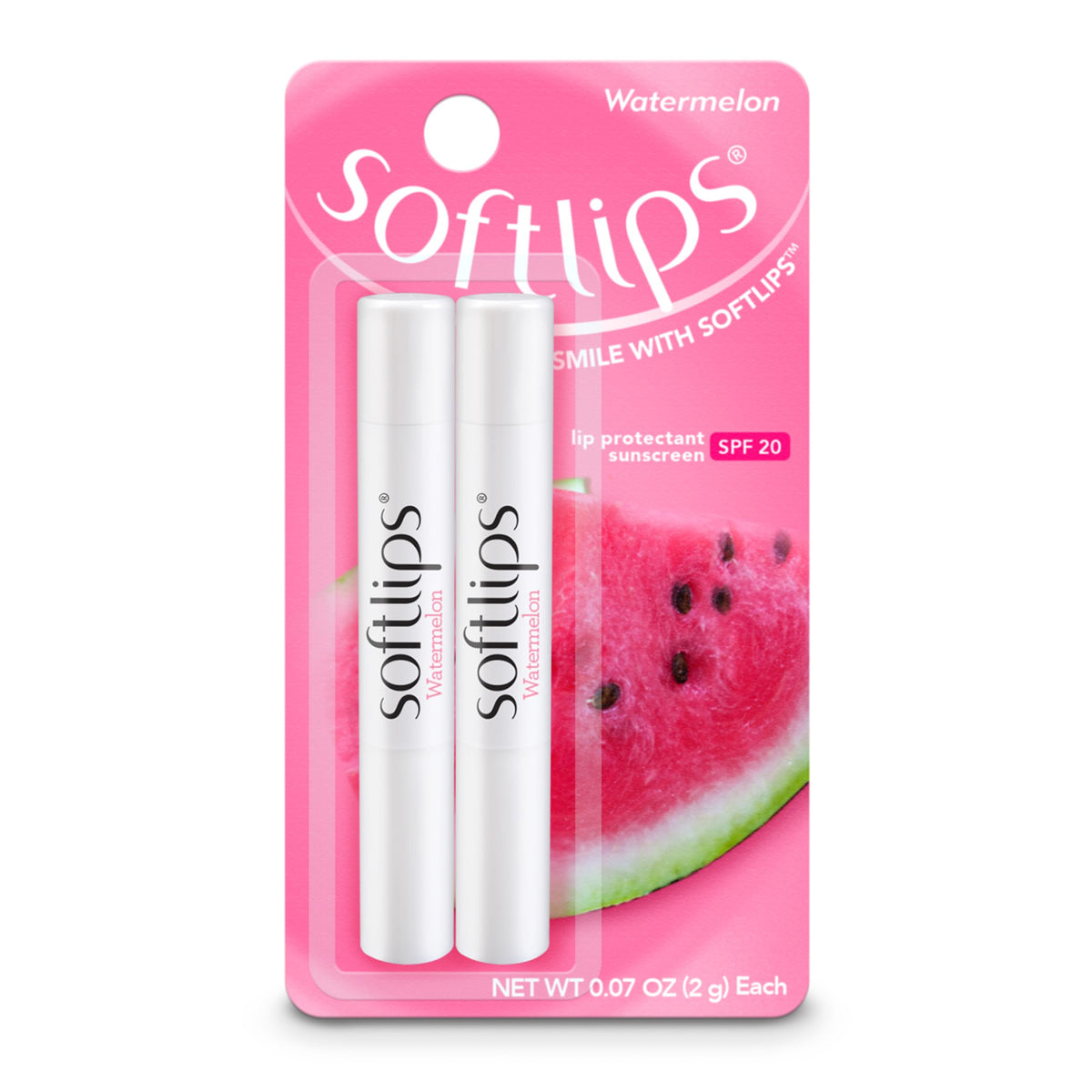 Softlips Watermelon Lip Balm 2-Pack With Spf 20 - Juicy Hydration For Smooth Lips