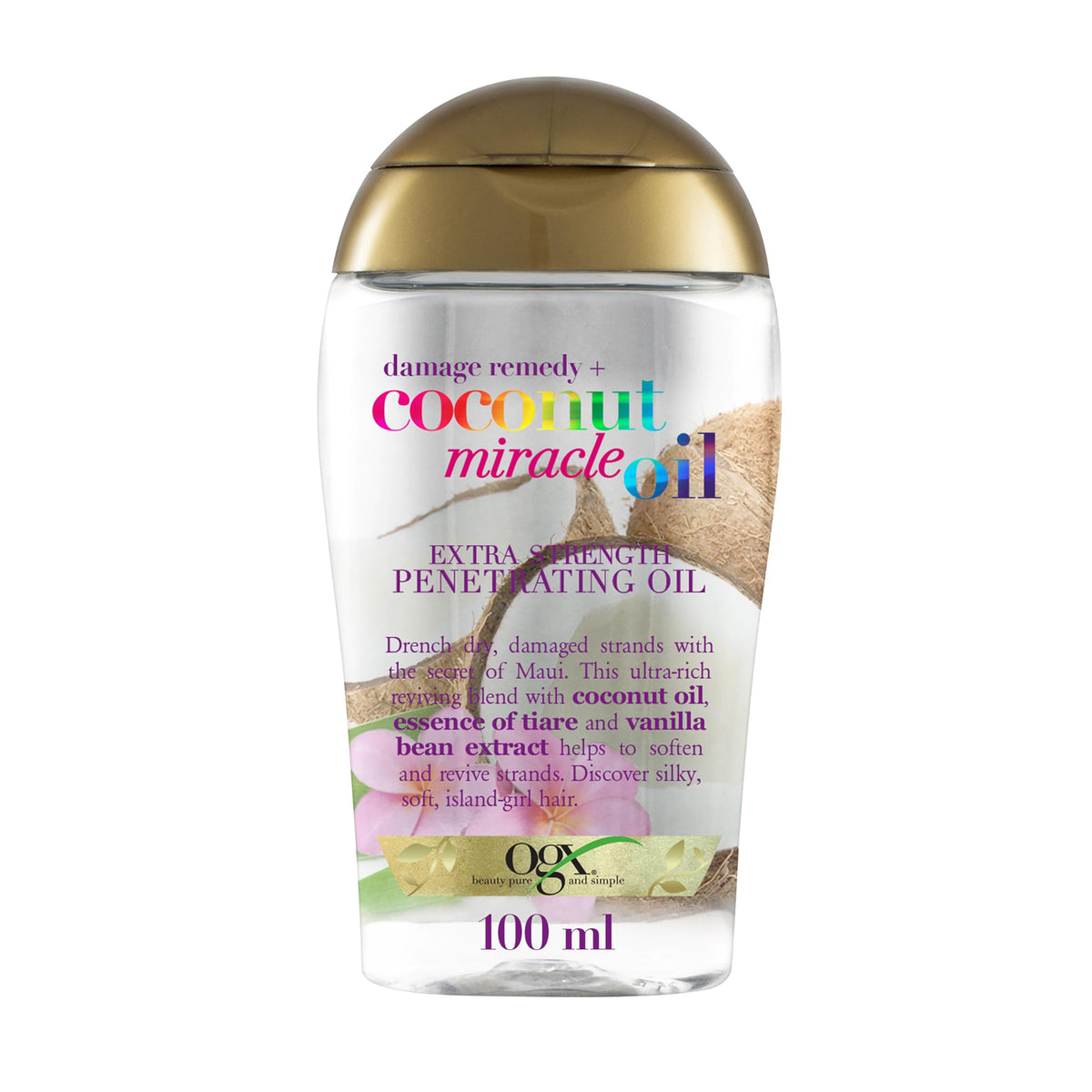 Ogx Coconut Miracle Oil - Extra Strength Hair Oil For Dry Hair, 100 Ml (3.38 Fl Oz)