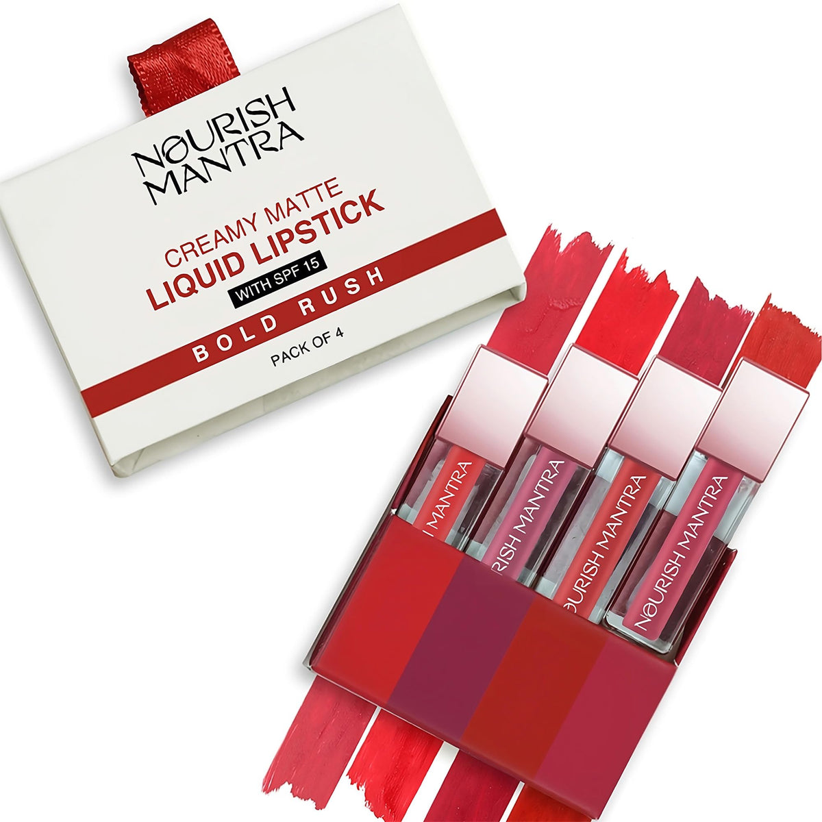 Nourish Mantra Matte Liquid Lipstick Set - Spf, Waterproof, Smudge Proof, Long Lasting - 4 Pack