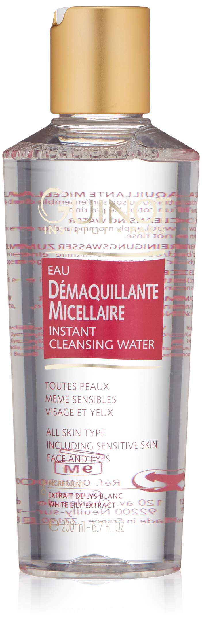 Guinot Instant Cleansing Water - 6.7 Fl Oz, Gentle Makeup Remover, Hydrating Formula