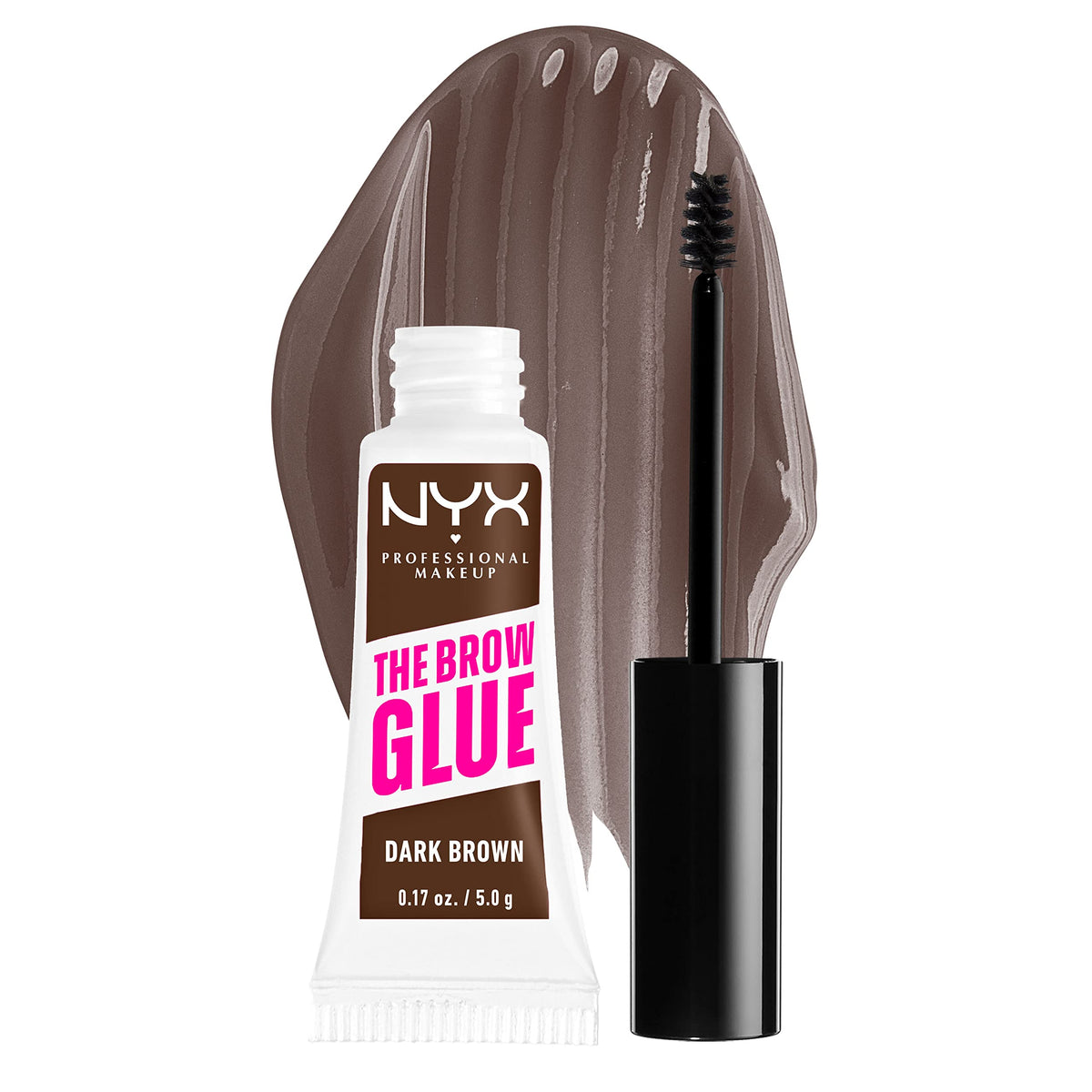 Nyx Professional Makeup Brow Glue - Extreme Hold Tinted Eyebrow Gel, Dark Brown, 0.17 Oz