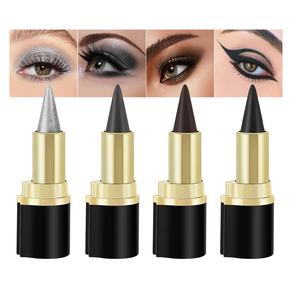 Lucoss Waterproof Gel Eyeliner Pencil - Smudge Proof Black Eye Liner For Women, Pack Of 4