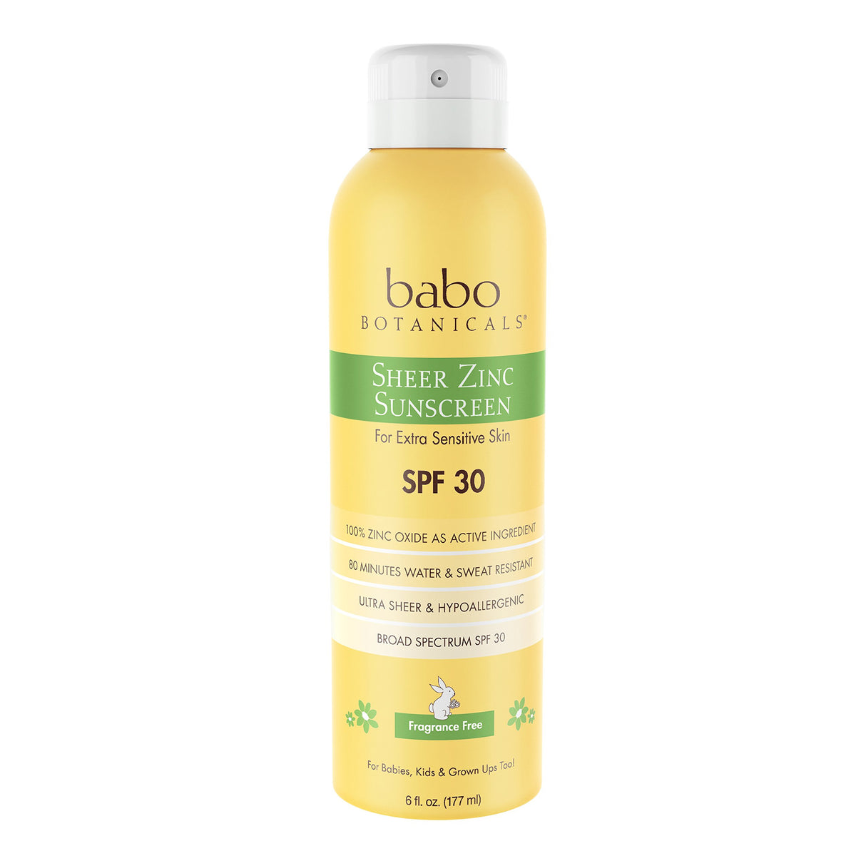 Babo Botanicals Spf30 Sheer Zinc Sunscreen Spray - Water Resistant, Vegan, Fragrance-Free, 6 Fl Oz