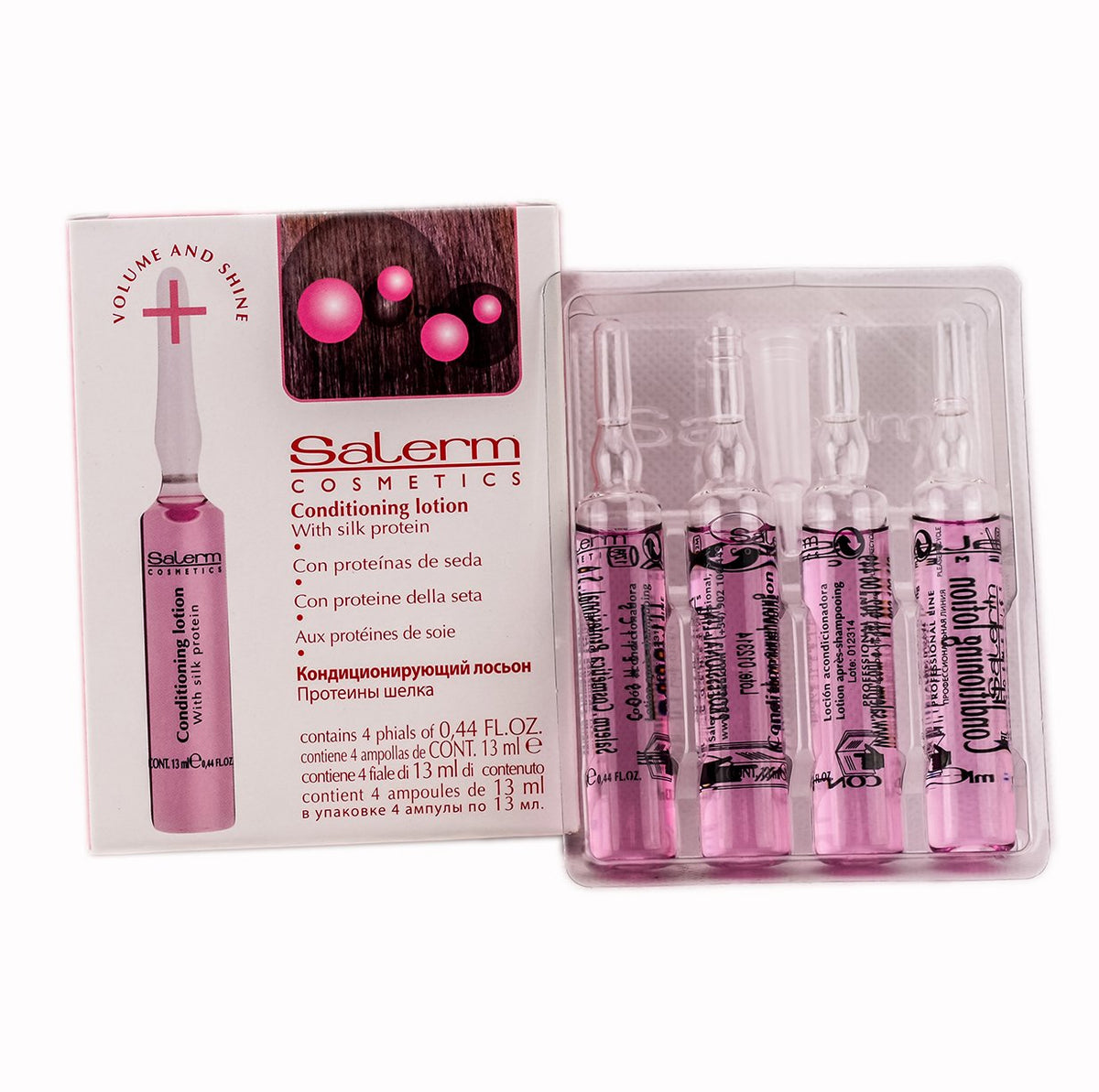 Salerm Cosmetics Conditioner Lotion For Volume & Shine - 4 Vials X 0.44 Oz