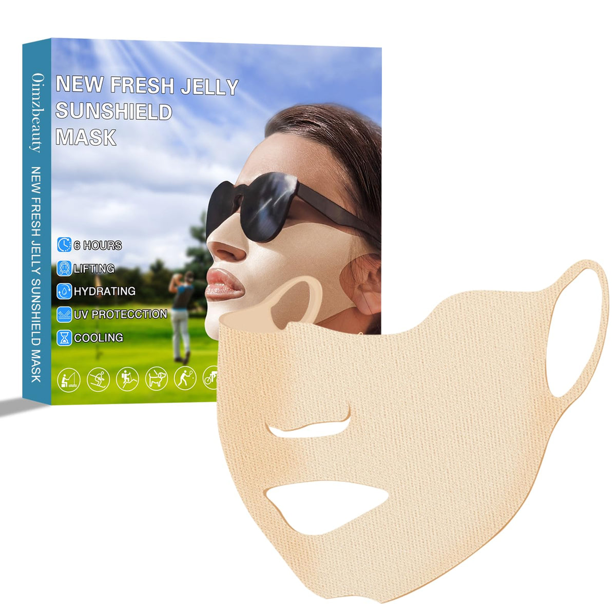 Amorebelle Golf Sunscreen Patch, Uv Protection Gel Mask For Outdoor Activities (5-Pack)