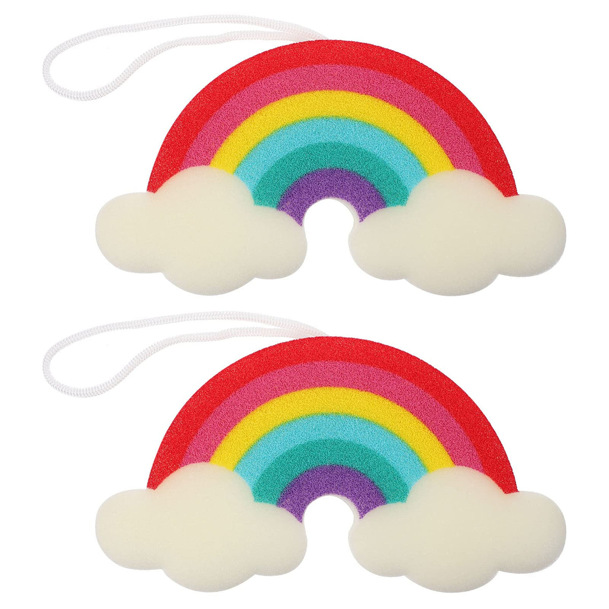 Mobestech 2Pcs Colorful Rainbow Bath Toys - Loofah Scrubbie Sponge For Kids Shower Fun