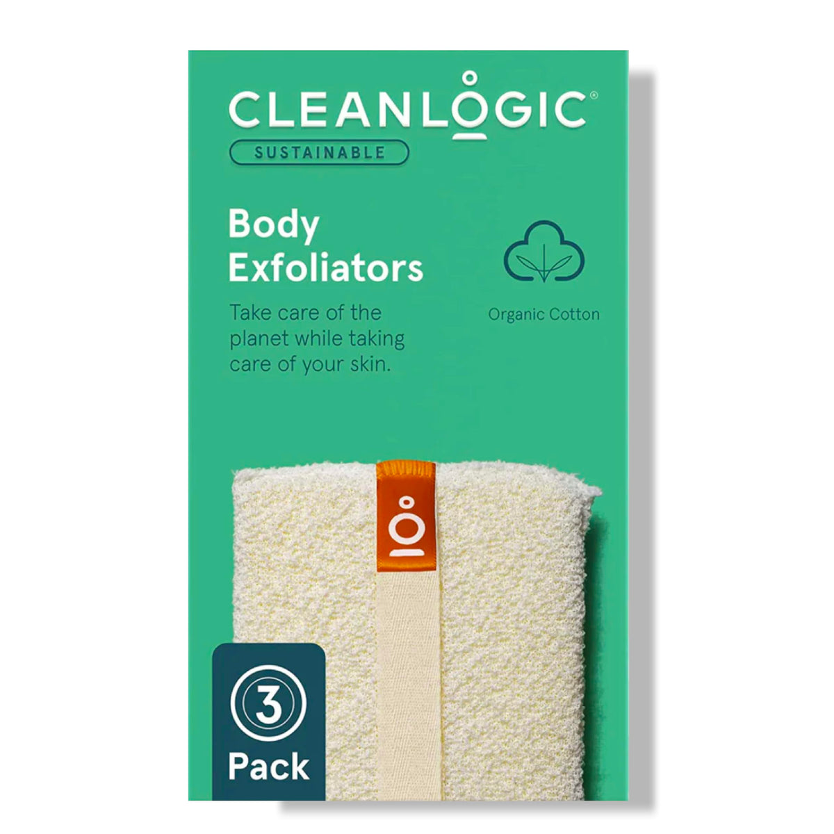 Cleanlogic Organic Cotton Exfoliating Body Scrubber - 3 Count Reusable Tool For Smooth Skin