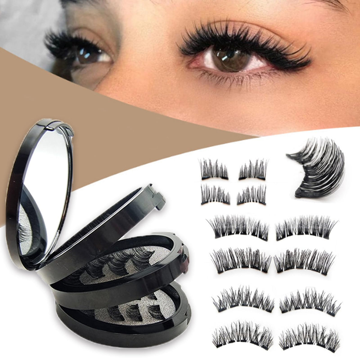 Basemmaher Magnetic Eyelashes - Reusable, No Glue, 3D Soft Lashes In 3 Natural Styles, Black