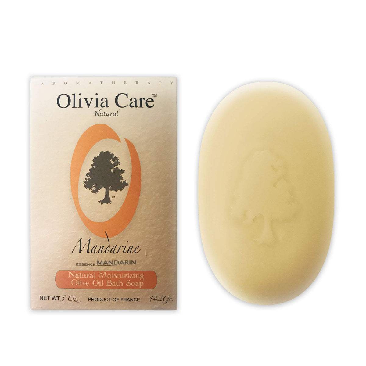 Olivia Care Organic Mandarin Bath & Body Bar Soap - 100% Natural For Sensitive Skin, 5 Oz