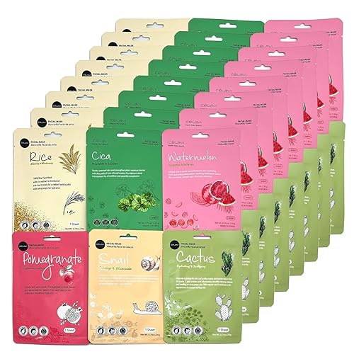 Celavi K-Beauty Facial Essence Mask Set - 48 Count Moisturizing Skin Care B Set