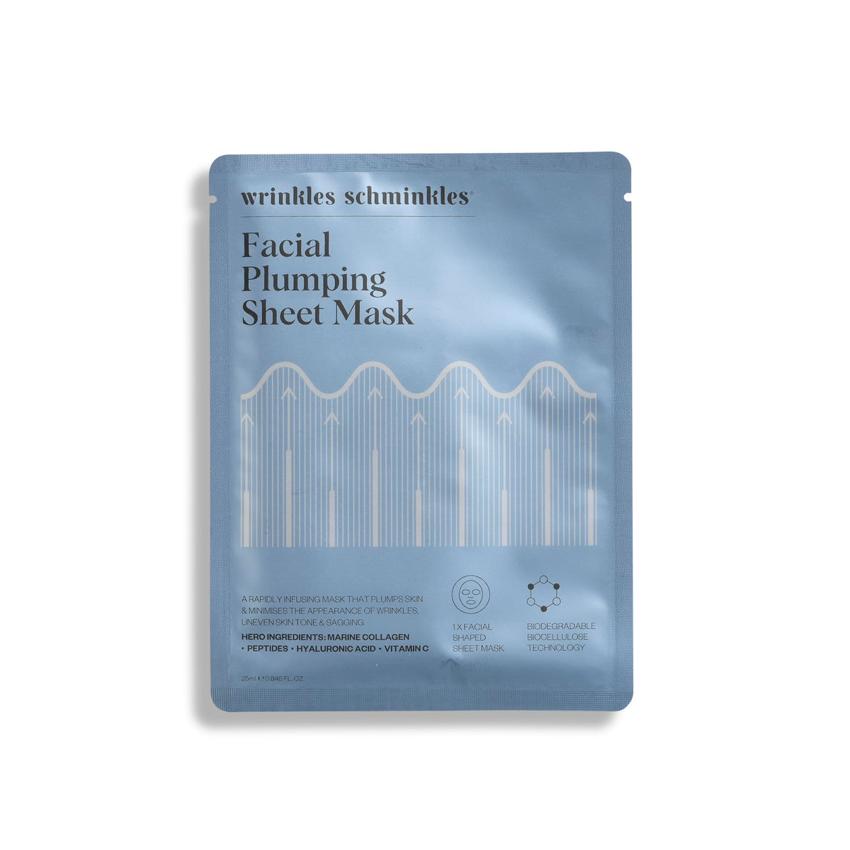 Wrinkles Schminkles Facial Plumping Sheet Masks With Collagen, Peptides & Hyaluronic Acid, 5 Pack