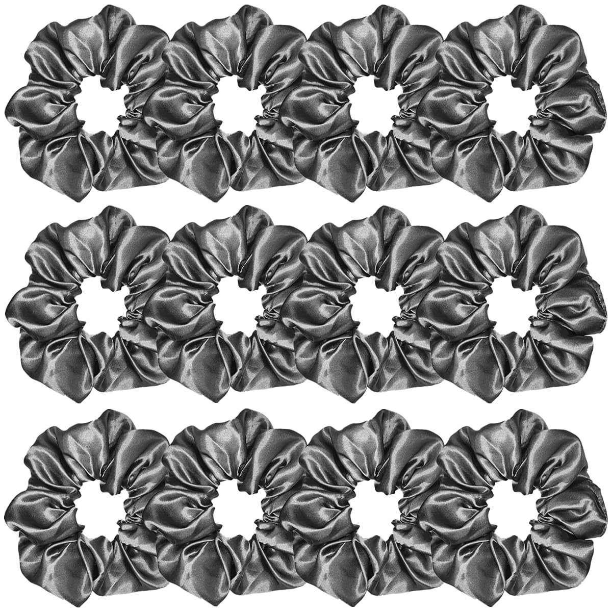 Sufermoe 12 Pcs Dark Gray Satin Silk Hair Scrunchies - Stylish Hair Ties for Women & Girls