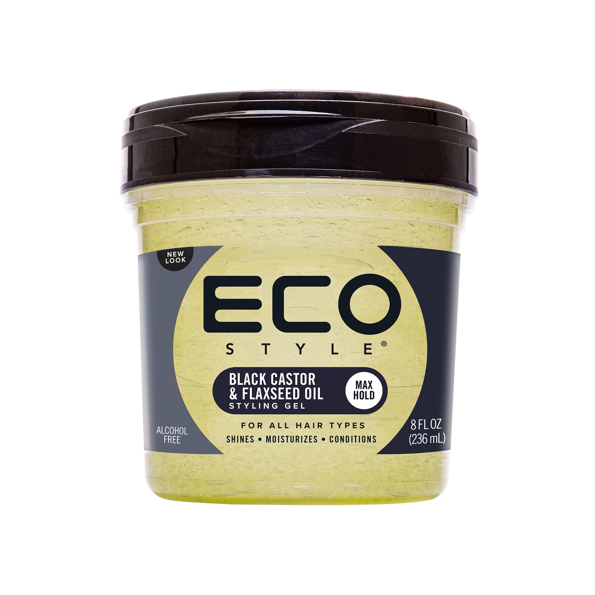 Eco Style Black Castor & Flaxseed Oil Gel - Nourishes, Repairs, & Provides Weightless Hold - 8 Oz