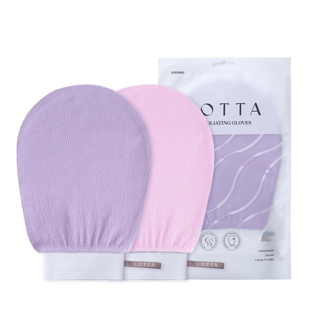 Lotta Exfoliating Gloves 2Pcs - Deep Exfoliation Mitts For Dead Skin, 100% Viscose,