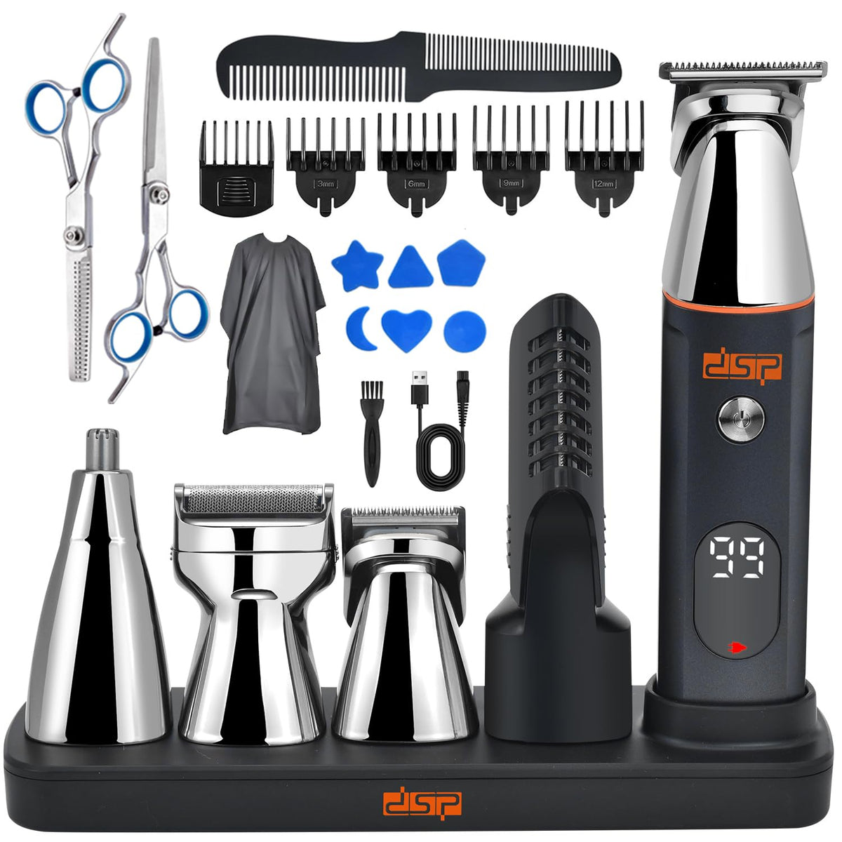 Dsp Beard Trimmer - Rechargeable Grooming Set For Facial, Nose, Ear Hair - Ipx7 Waterproof