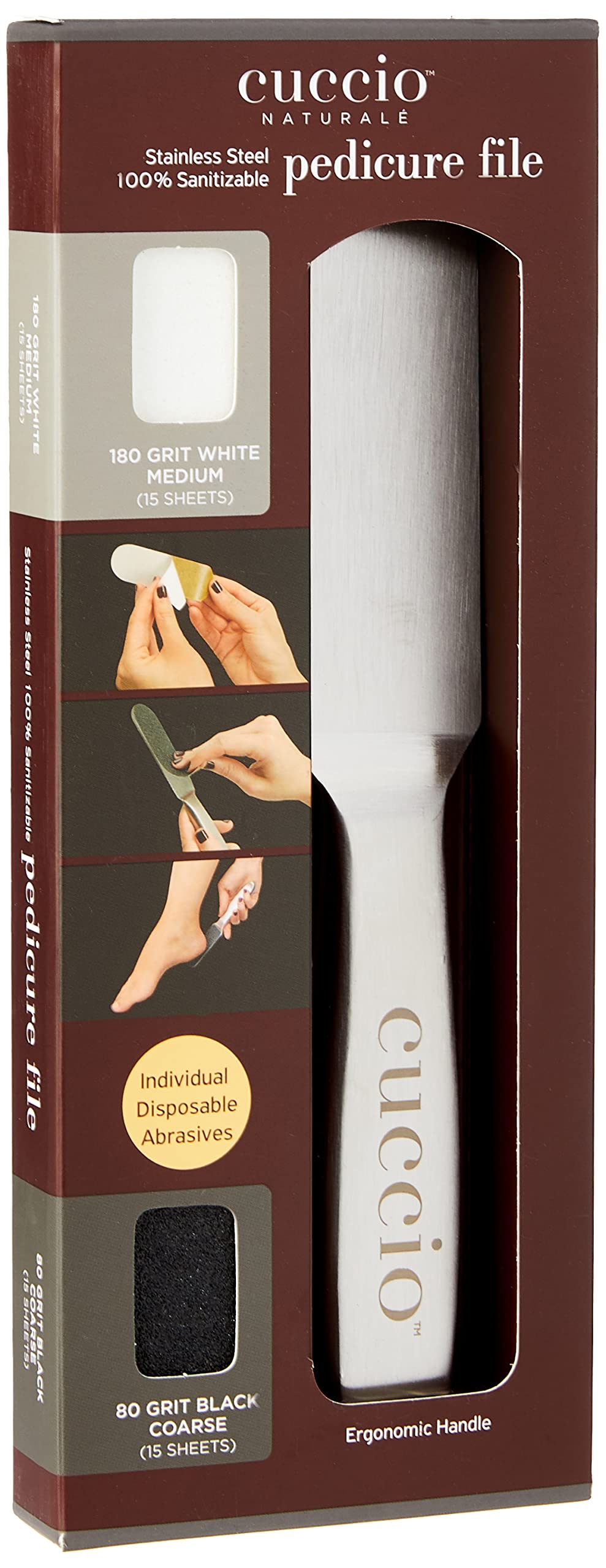 Cuccio Naturale Stainless Steel Pedicure File Kit - Reusable, 30 Count, Durable Pedicure Tools