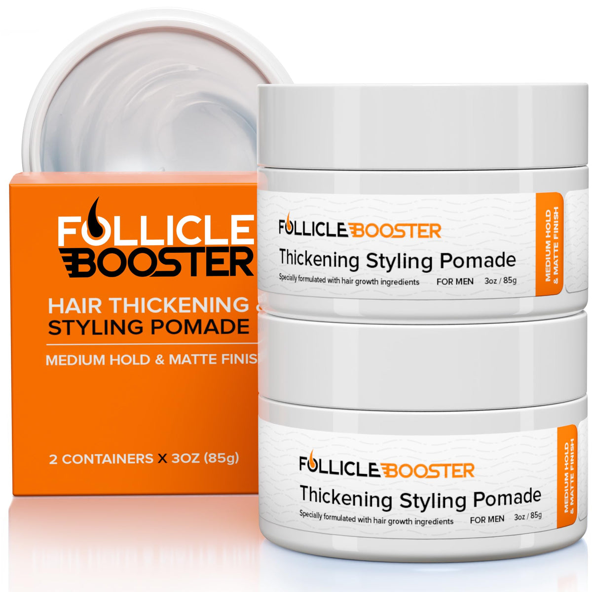 Follicle Booster Thickening Pomade - 2 Pack, Medium Hold, Matte Finish, Hair Growth Paste For Men