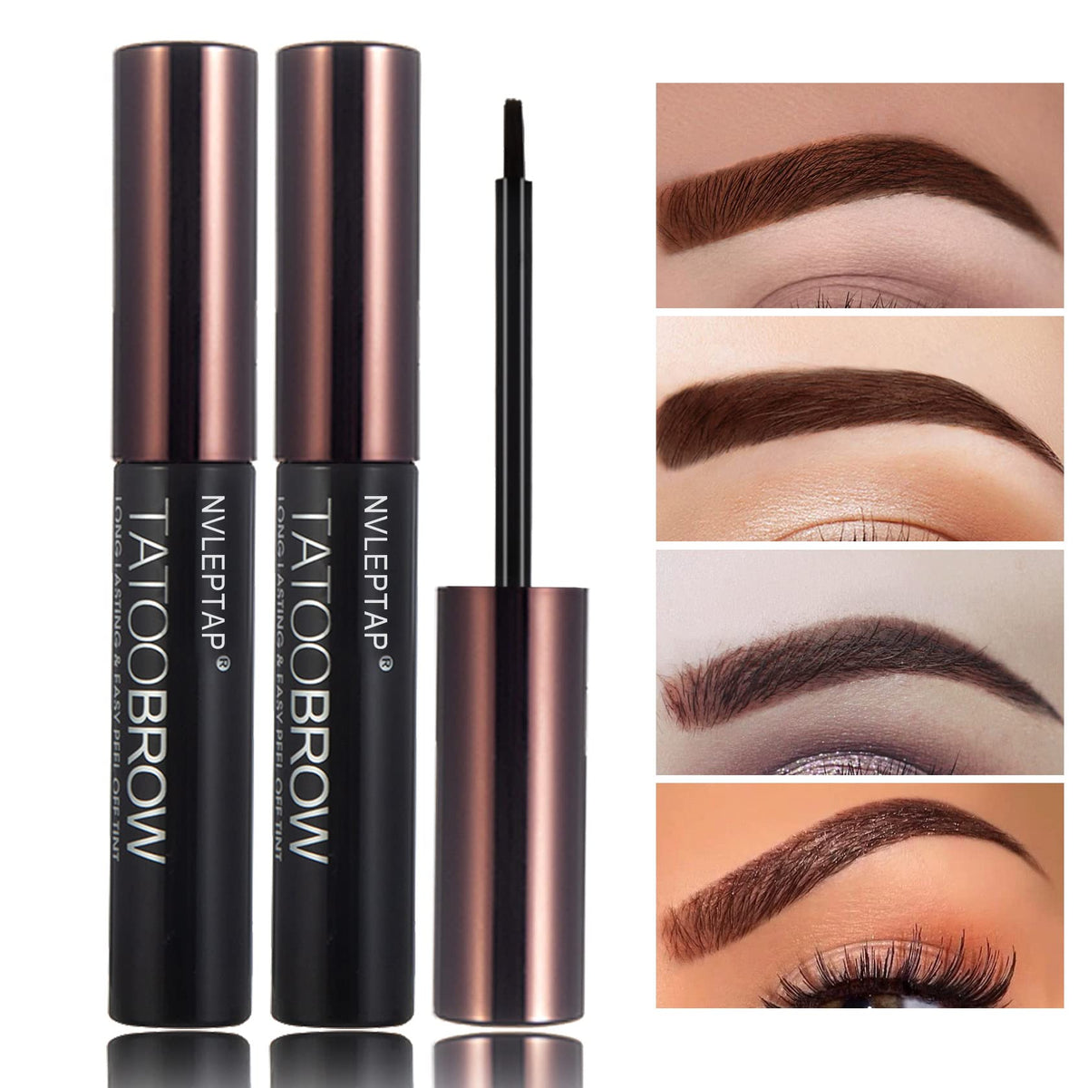 Nvleptap 2Pcs Brown Waterproof Peel Off Tattoo Eyebrow Gel - Long Lasting Makeup For Women