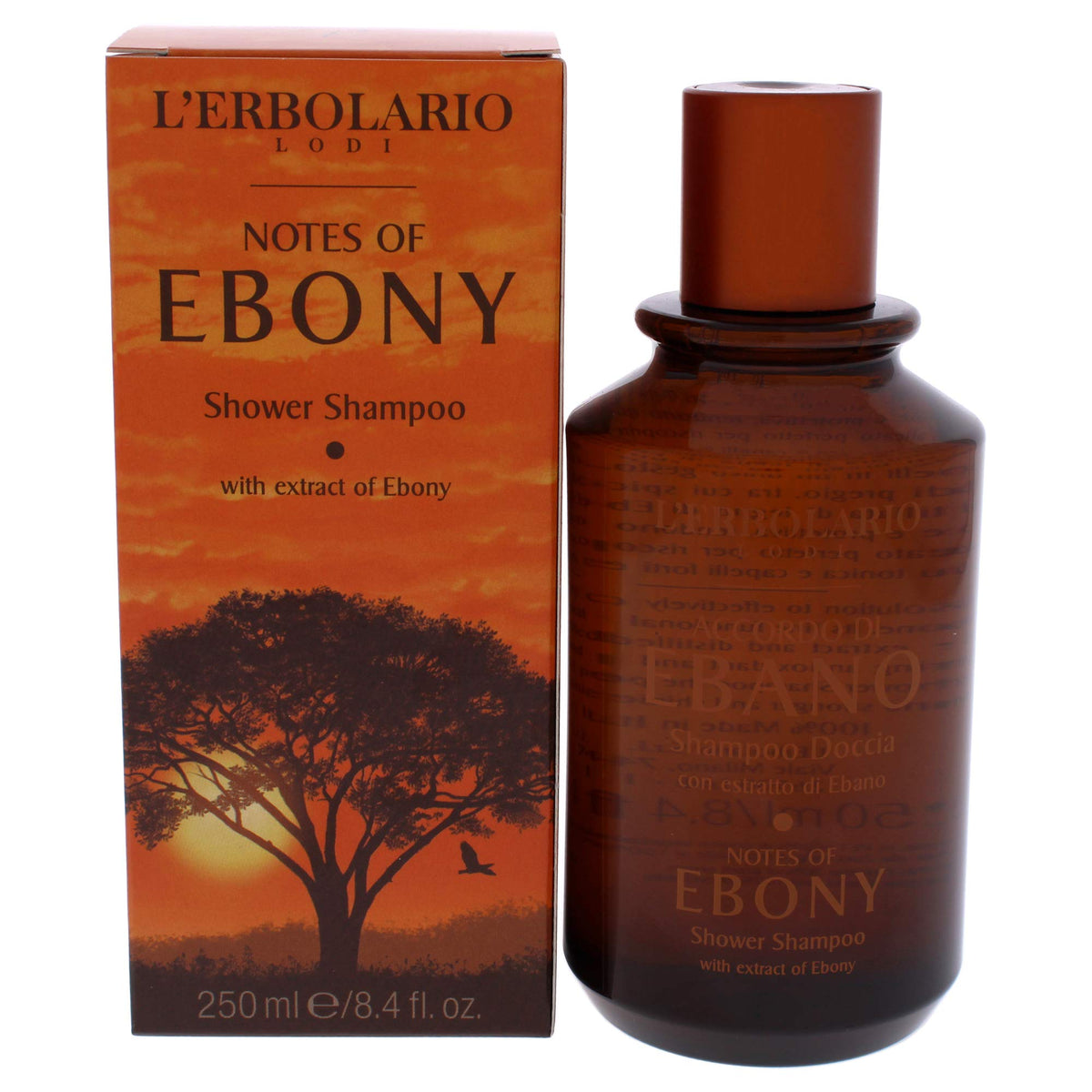 LErbolario Notes Of Ebony Shower Shampoo  Practical cleanser For Body And Hair  Restores Vigor And Tone  Energizes And Preser