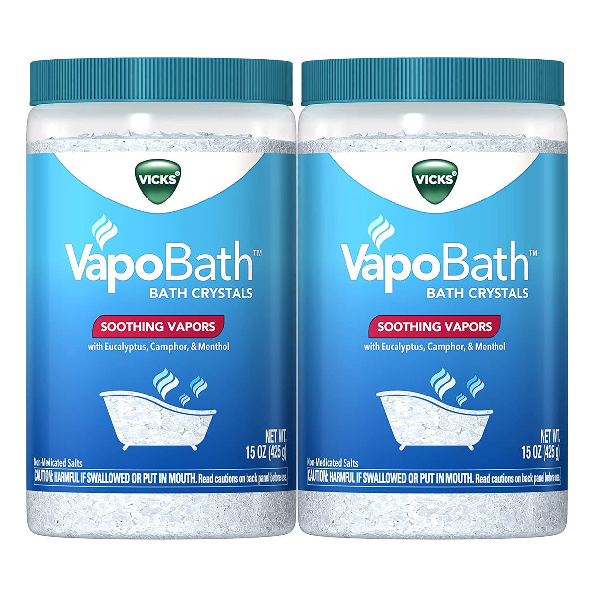 Vicks 15 Oz Bath Salt, 2 Count - Relaxing Epsom Salt For Soothing Relief