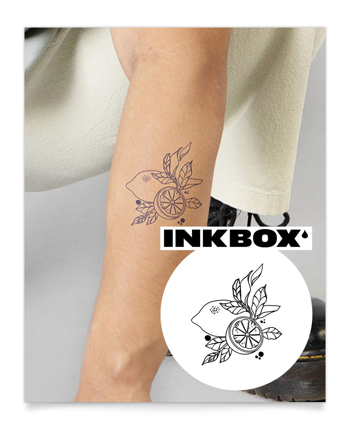 Inkbox Citronnade Temporary Tattoo - Water-Resistant, Easy Apply, Lasts 1-2 Weeks, 4X4