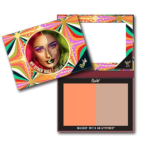 Rude My Other Half Duo Shade Face Palette - Polar Opposite, 0.4 Oz, Cranberry Makeup