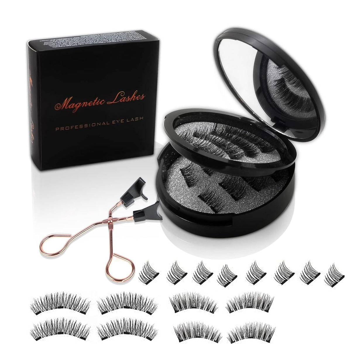 Ruisikui Reusable Magnetic Eyelashes - 16 Pairs 3D No Glue Natural Look With Applicator