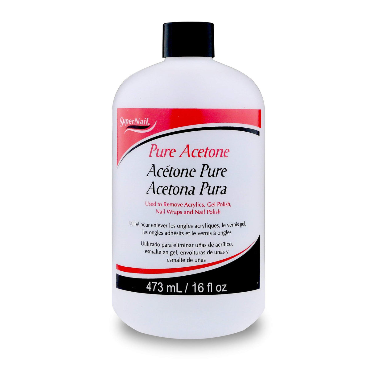 Super Nail Pure Acetone 16 Fl Oz - Fast Acting Nail Polish Remover, As Shown