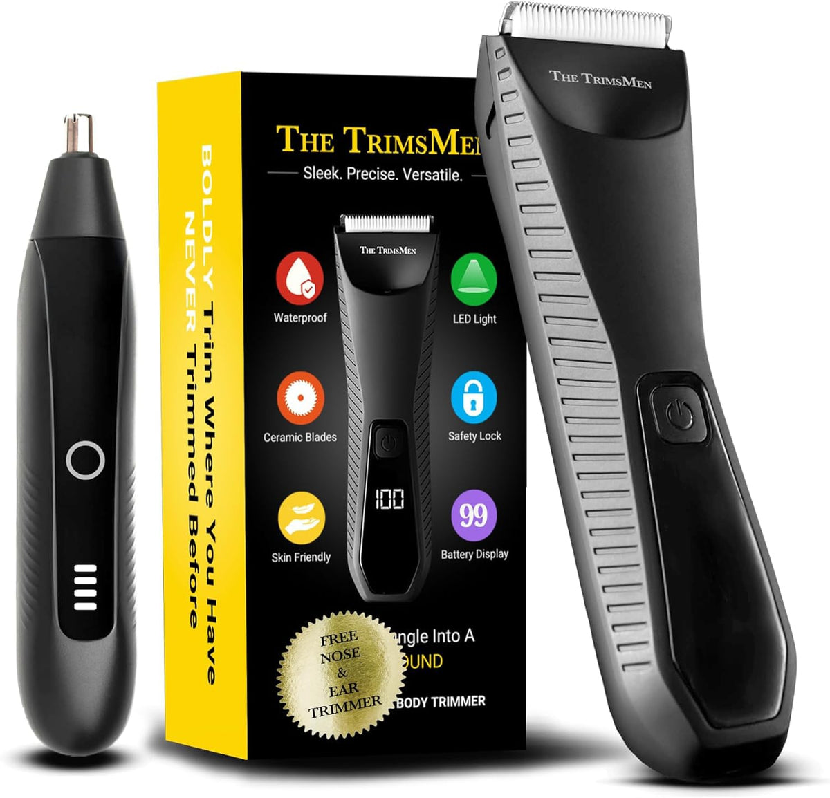 The Trimsmen No Nick Ball Trimmer - Waterproof Electric Groin & Body Hair Trimmer For Men